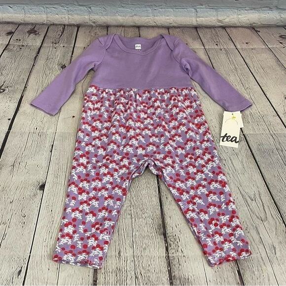Tea Collection Purple Floral Romper - Picture 1 of 4